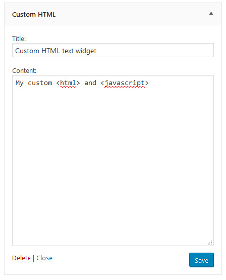 Custom HTML widget
