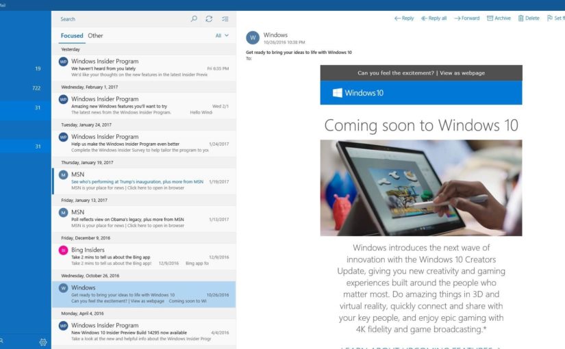 Windows 10 Mail sai animeeritud GIF-ide toe